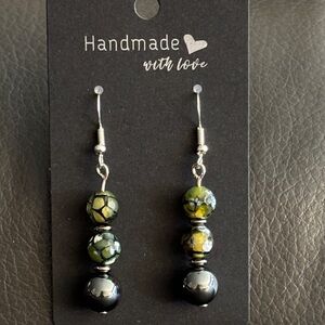 Handmade Green Dragon’s Vein and Hematite Earrings